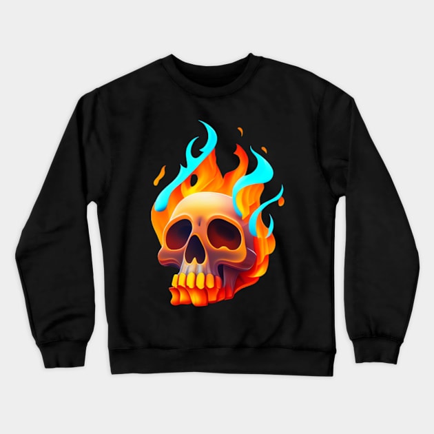 Animated skull Crewneck Sweatshirt by Crazy skull